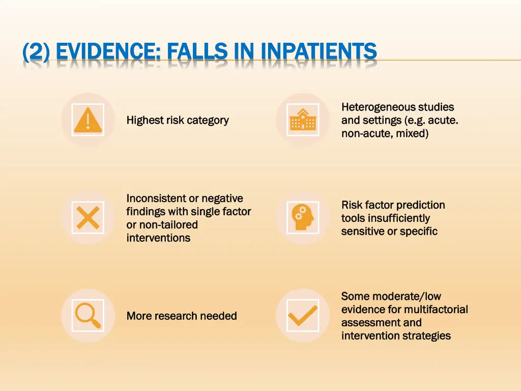 2 evidence falls in inpatients 2 evidence falls