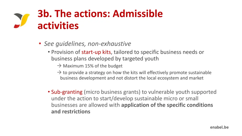 3b the actions admissible activities