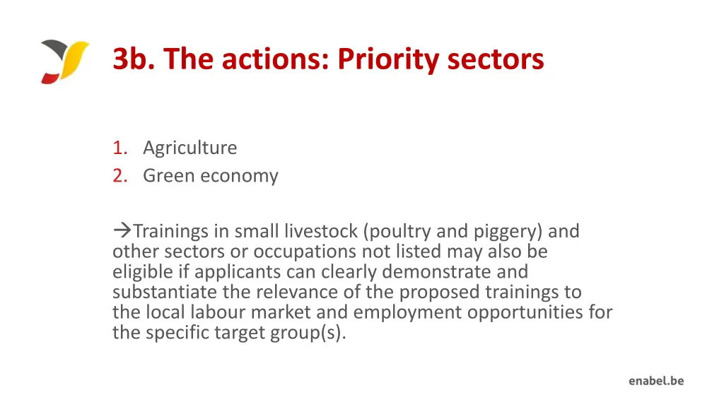 3b the actions priority sectors