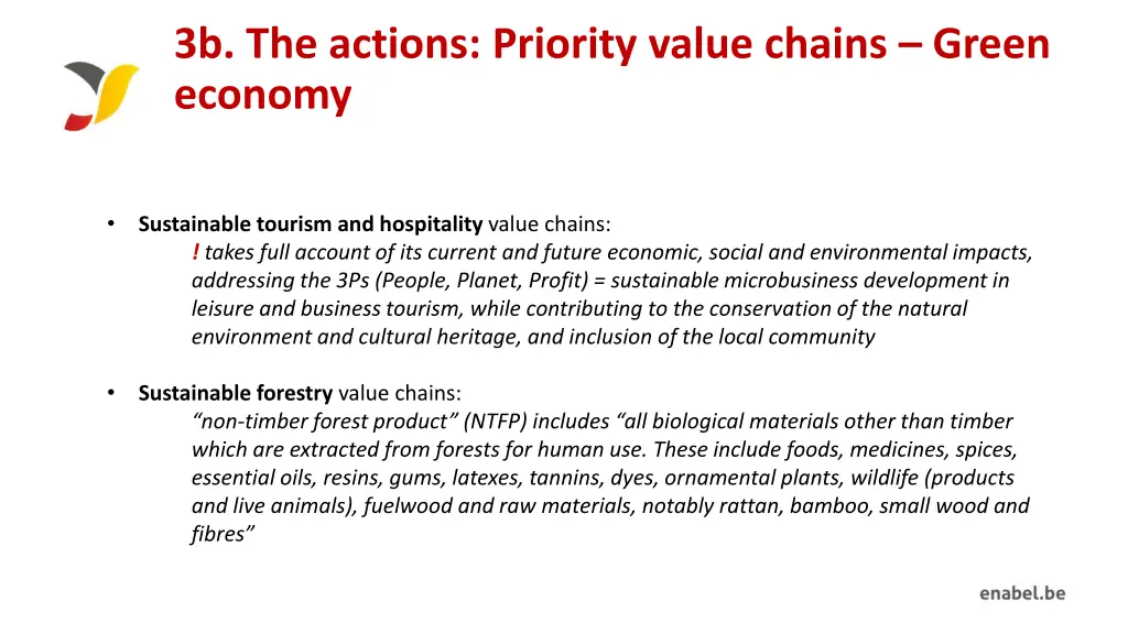 3b the actions priority value chains green economy