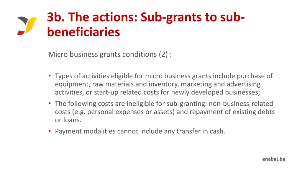 3b the actions sub grants to sub beneficiaries 2