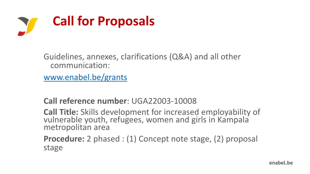 call for proposals