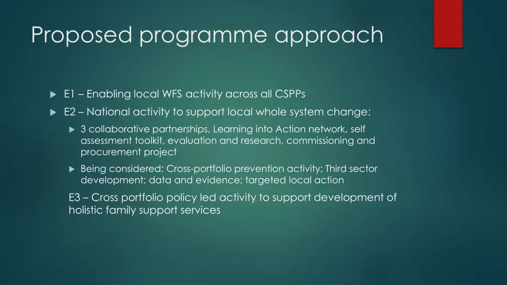 proposed programme approach