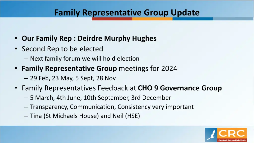family representative group update