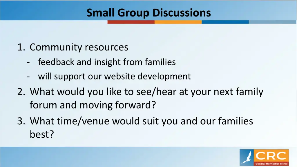 small group discussions