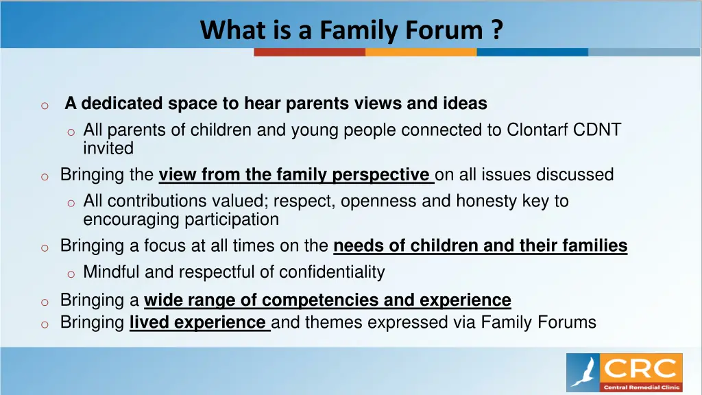 what is a family forum