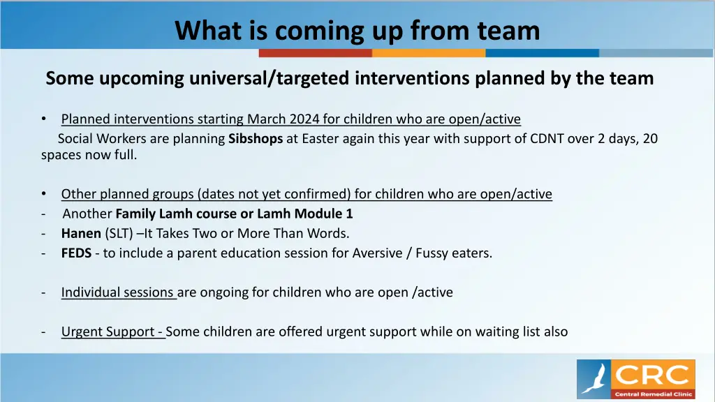 what is coming up from team