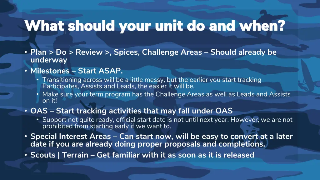 what should your unit do and when what should