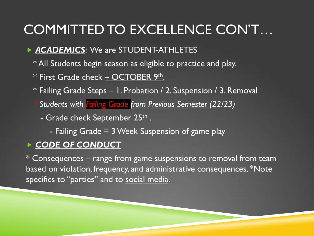 committed to excellence con t
