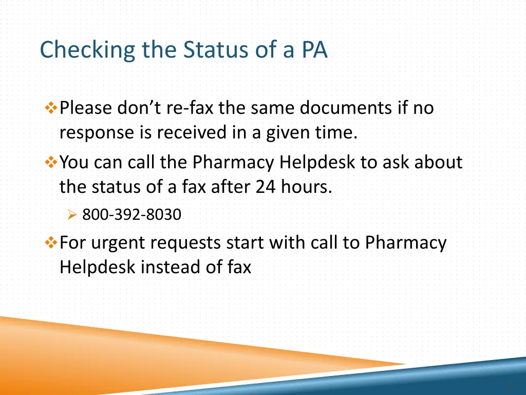 checking the status of a pa
