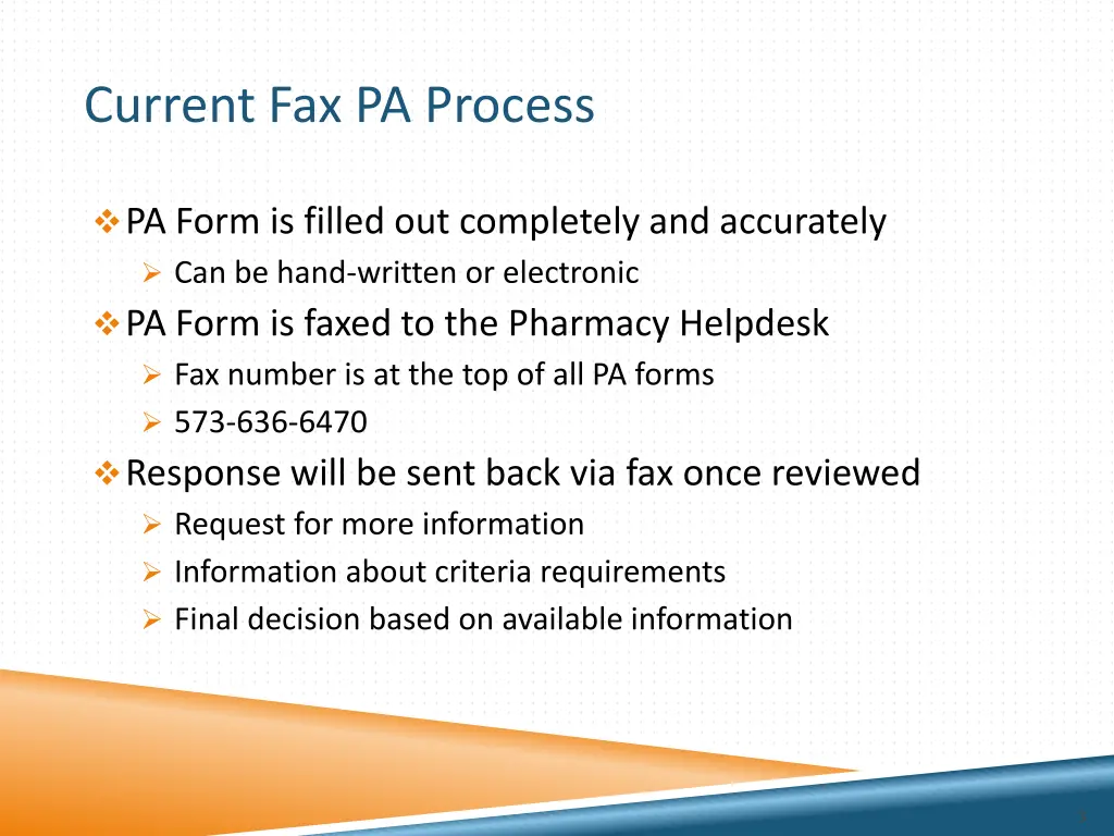current fax pa process