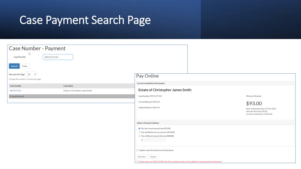 case payment search page case payment search page