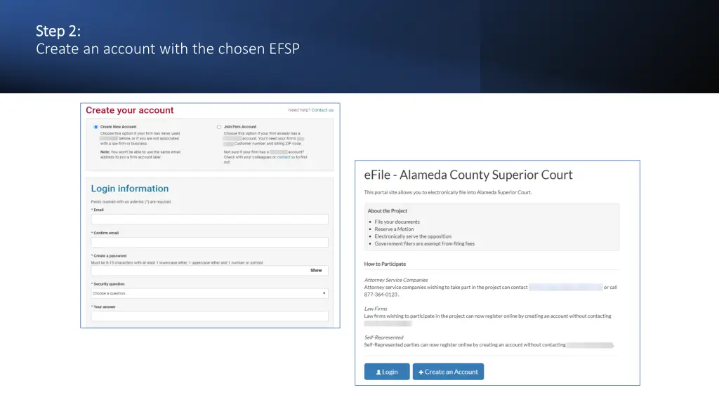 step 2 step 2 create an account with the chosen