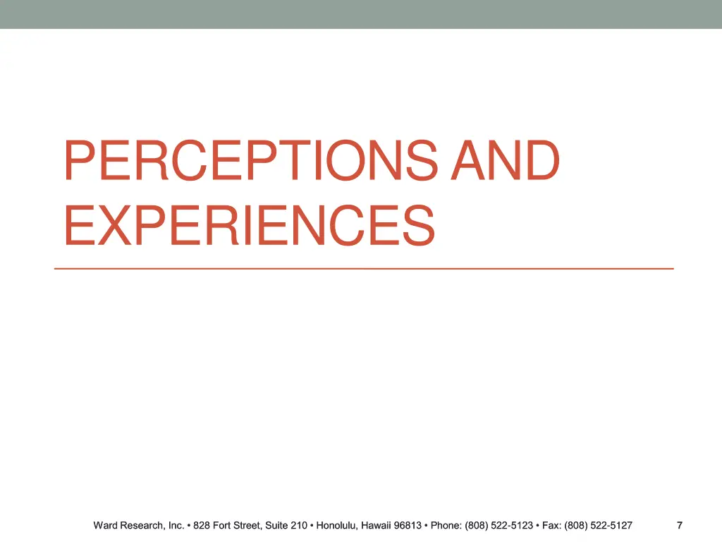 perceptions and experiences