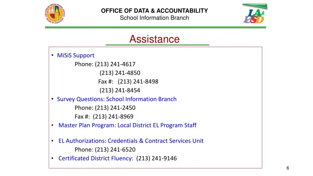office of data accountability school information