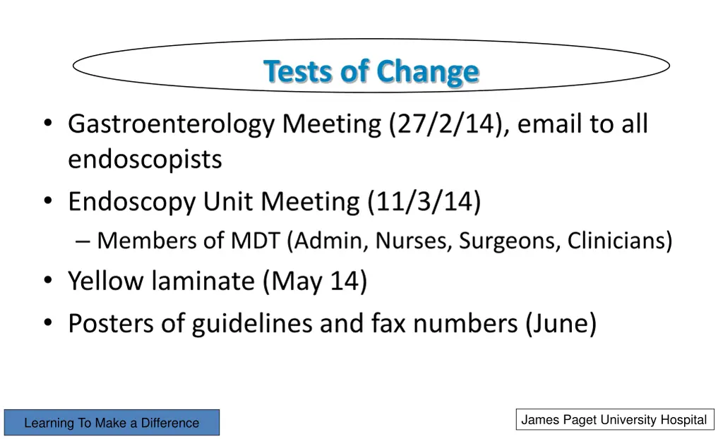 tests of change