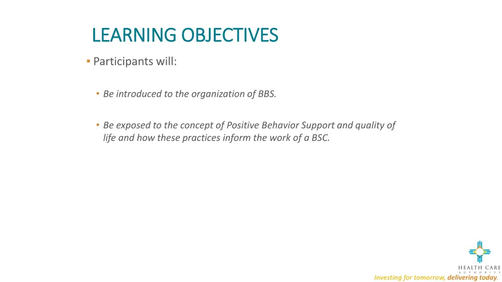 learning objectives learning objectives