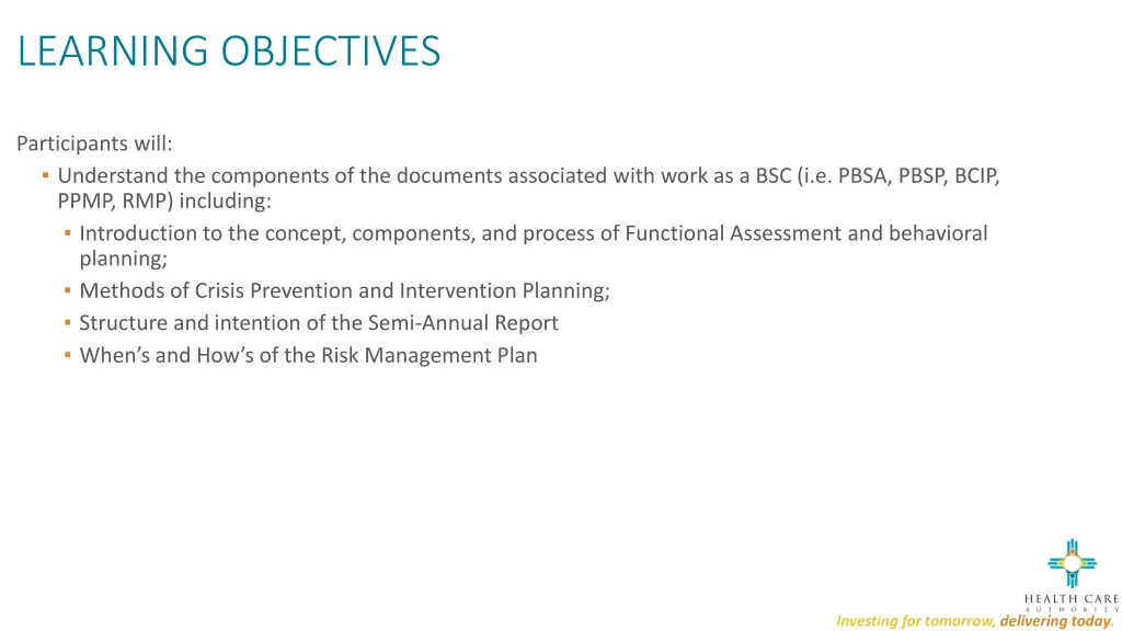 learning objectives