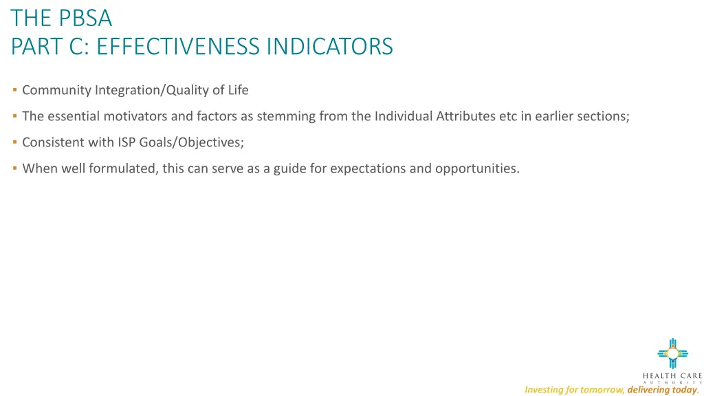 the pbsa part c effectiveness indicators 1