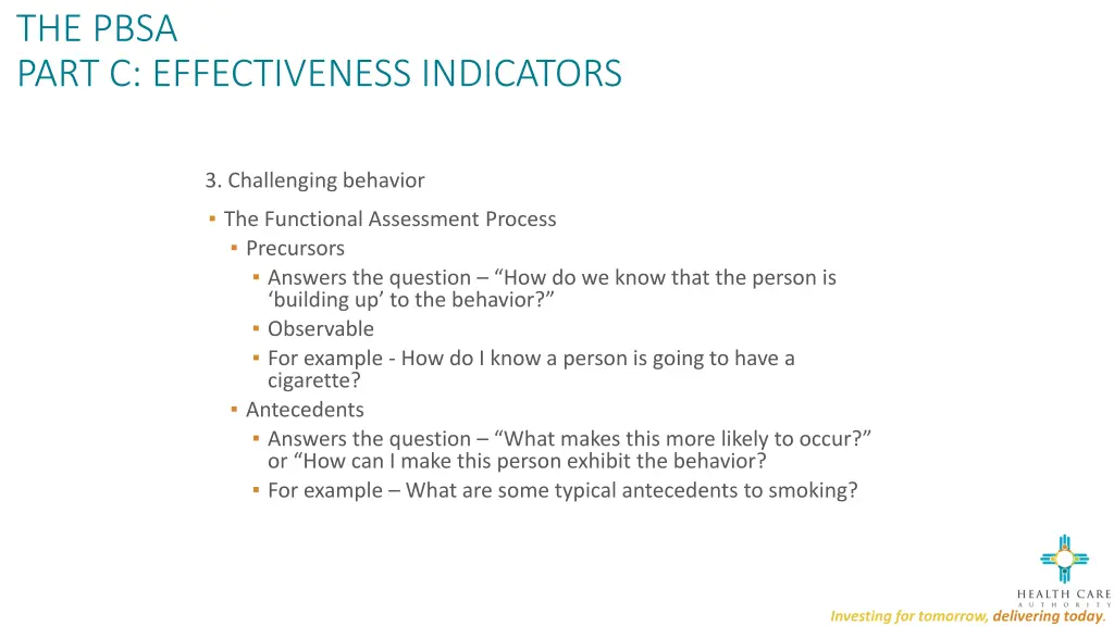 the pbsa part c effectiveness indicators 10