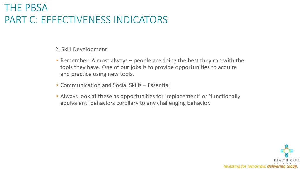 the pbsa part c effectiveness indicators 3