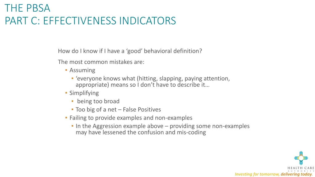 the pbsa part c effectiveness indicators 8