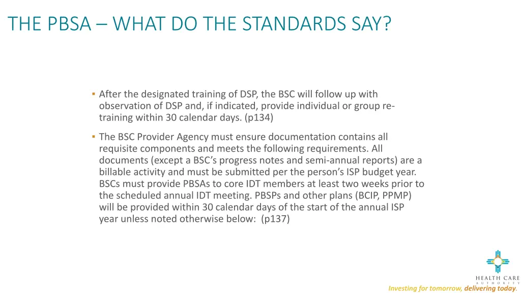 the pbsa what do the standards say 1