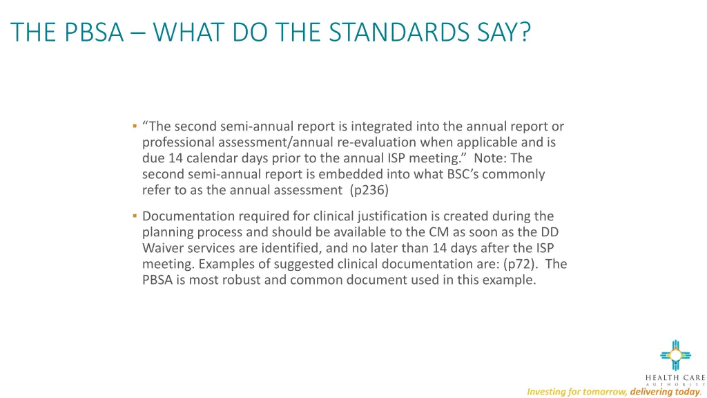 the pbsa what do the standards say