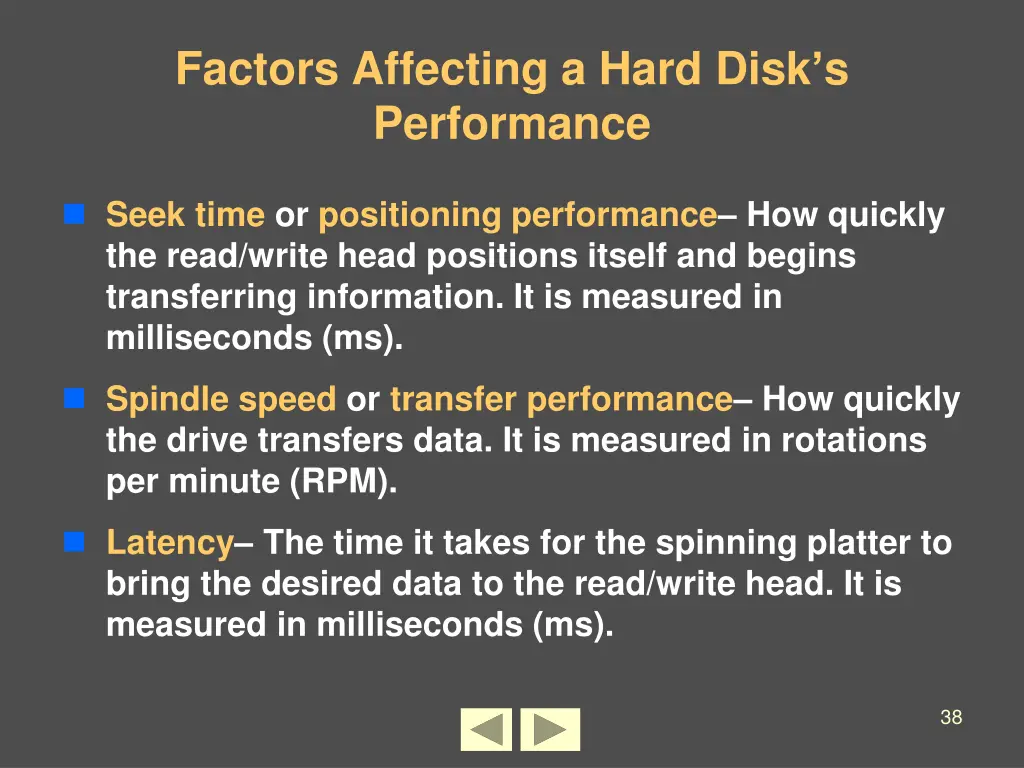 factors affecting a hard disk s performance