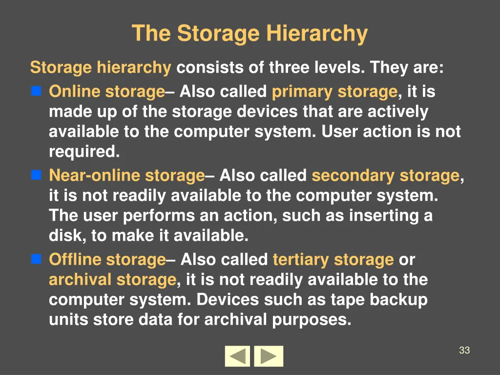 the storage hierarchy