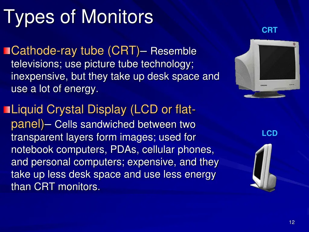 types of monitors