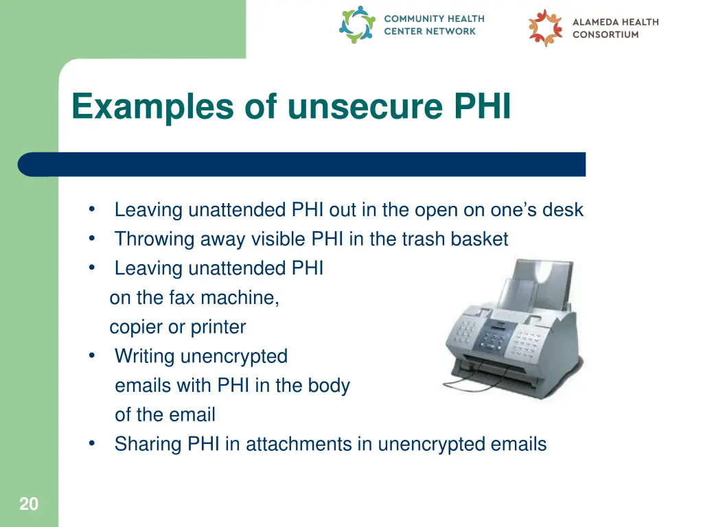 examples of unsecure phi