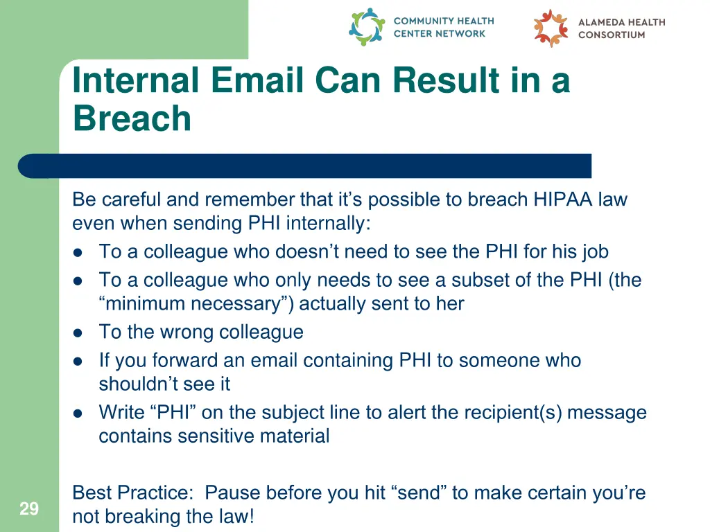 internal email can result in a breach