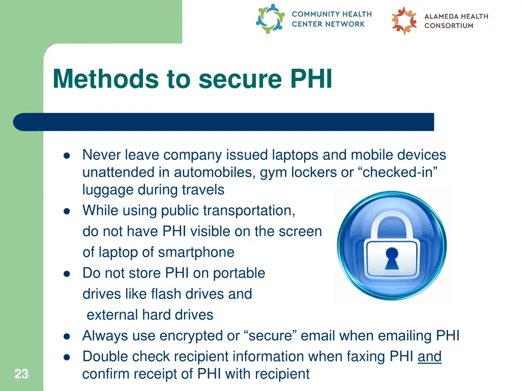 methods to secure phi 1