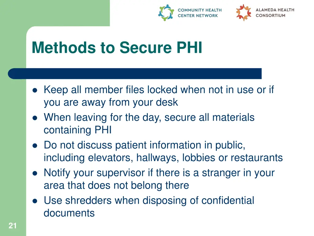 methods to secure phi