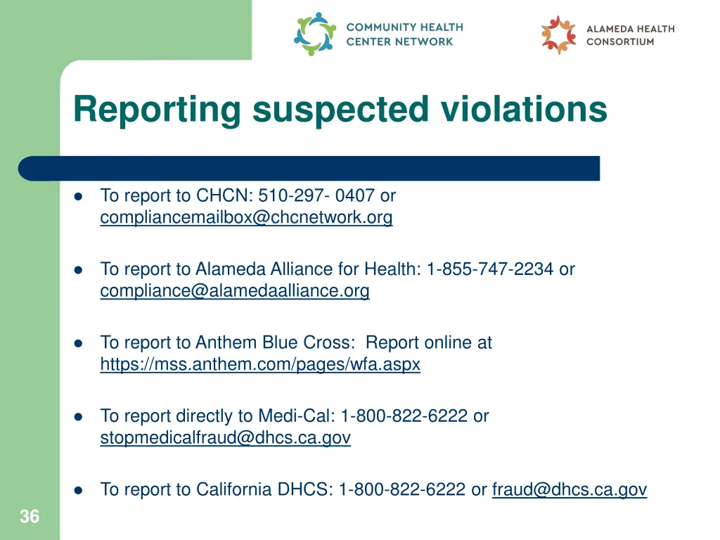 reporting suspected violations