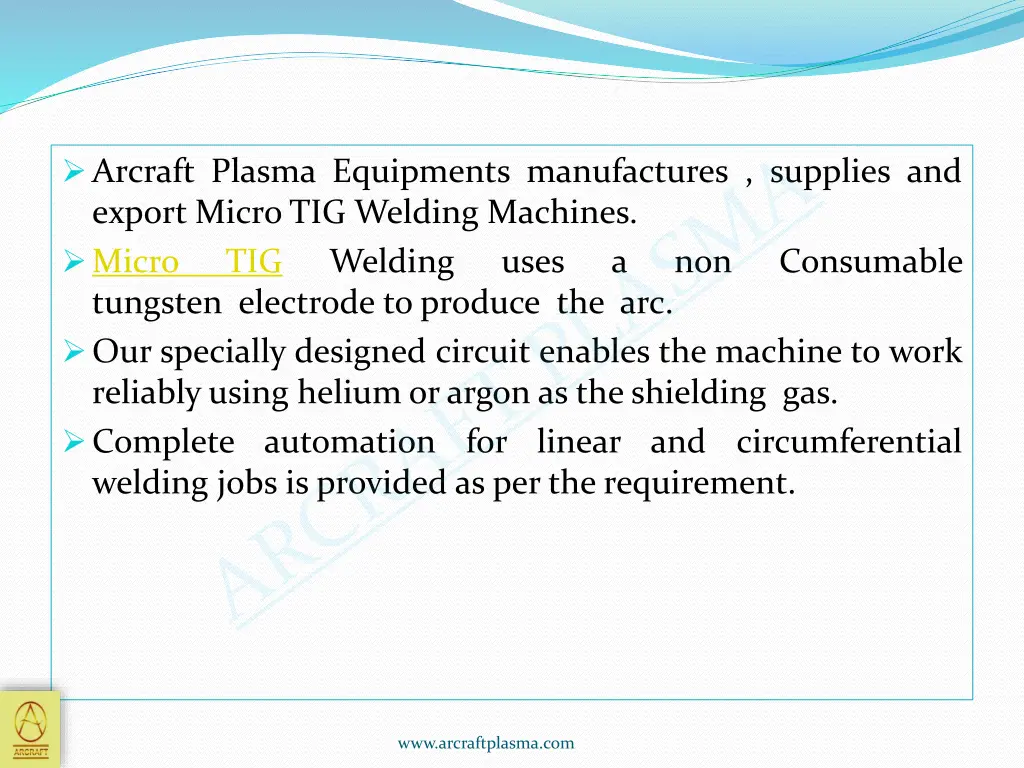 arcraft plasma equipments manufactures supplies
