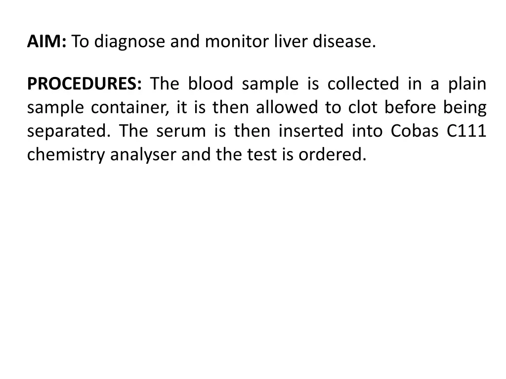 aim to diagnose and monitor liver disease