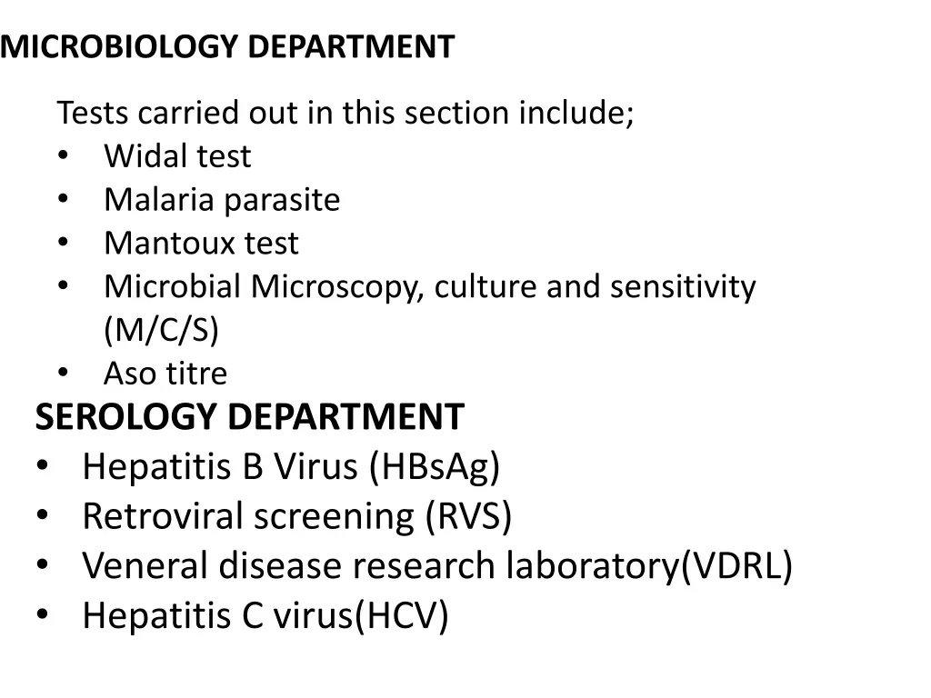 microbiology department
