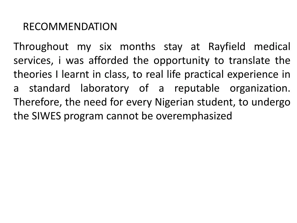 recommendation
