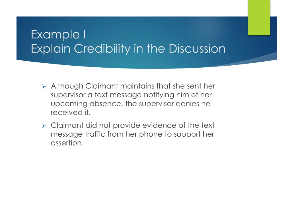 example i explain credibility in the discussion