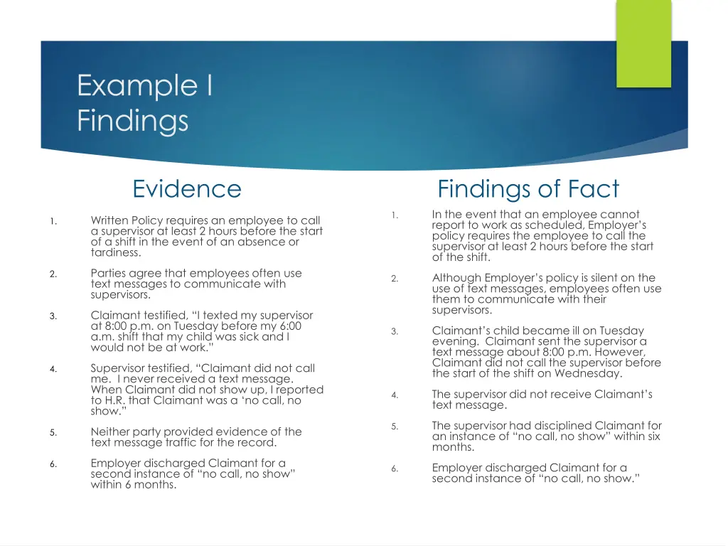 example i findings