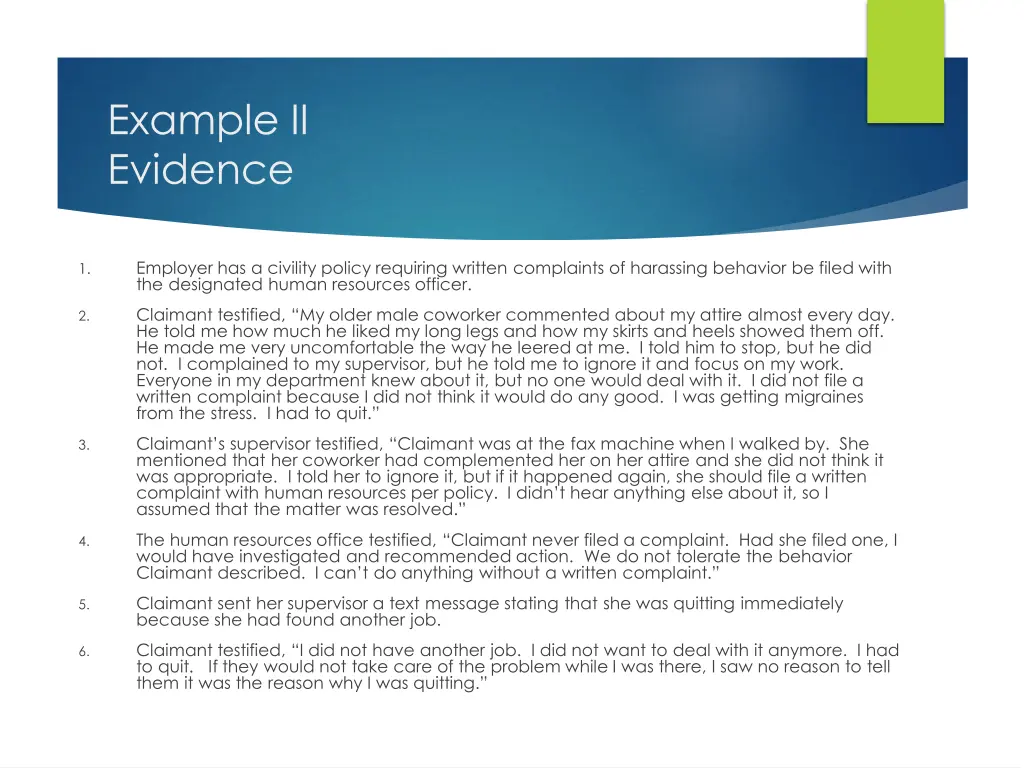 example ii evidence