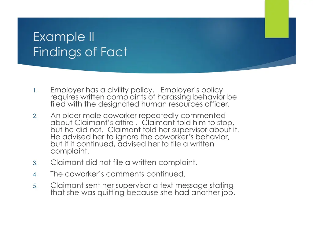 example ii findings of fact