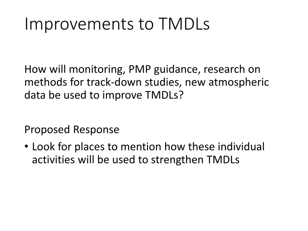 improvements to tmdls