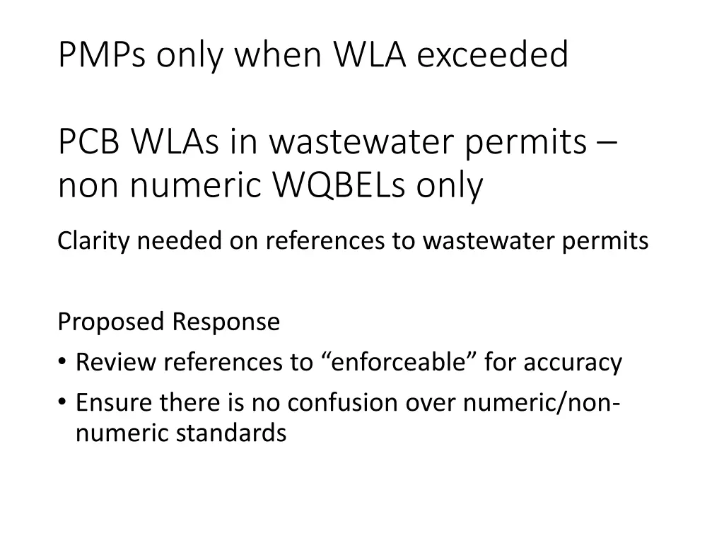 pmps only when wla exceeded