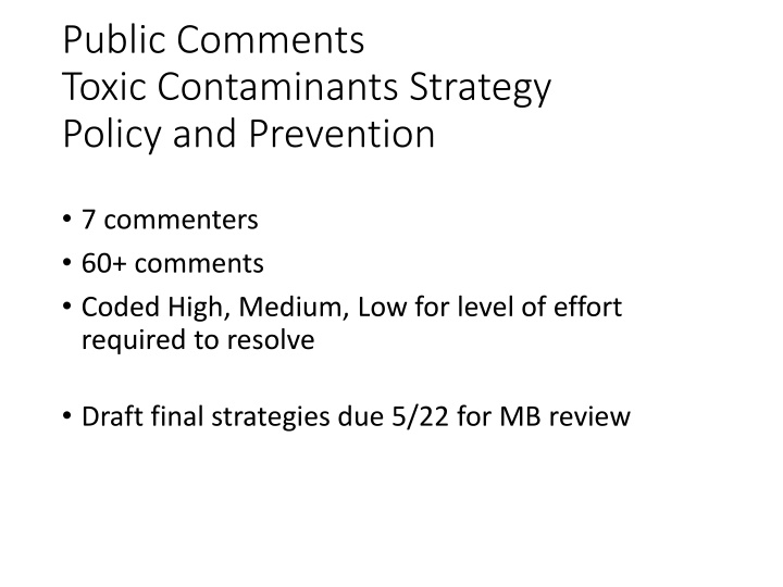 public comments toxic contaminants strategy