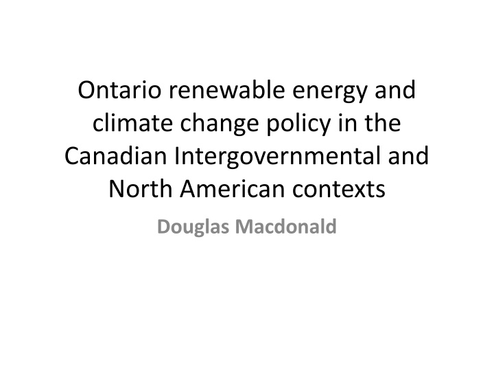 ontario renewable energy and climate change