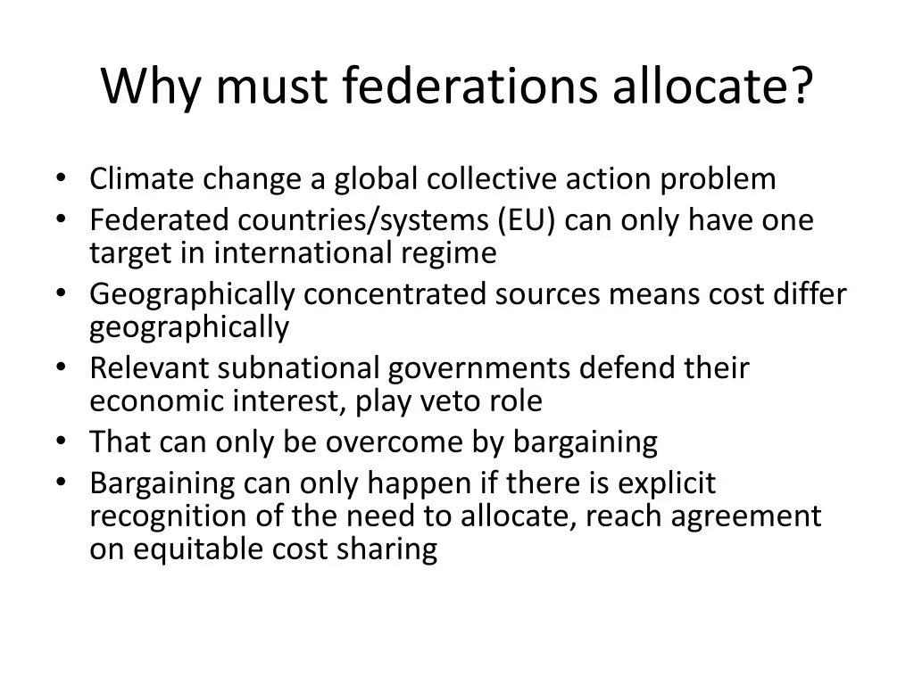 why must federations allocate
