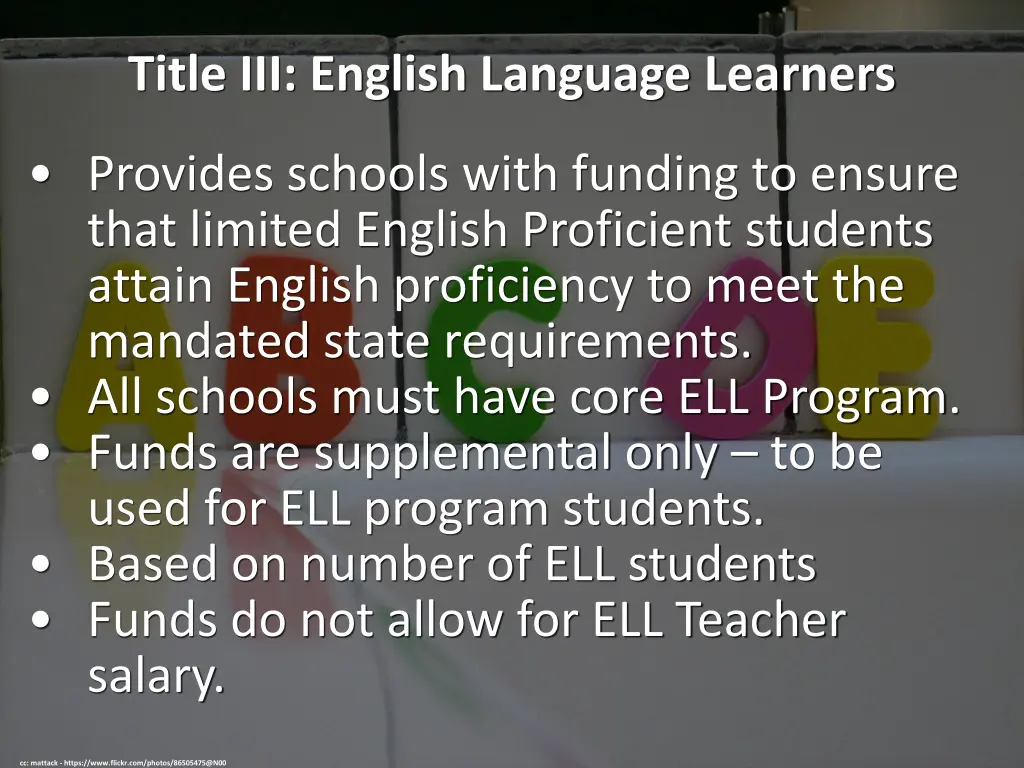 title iii english language learners